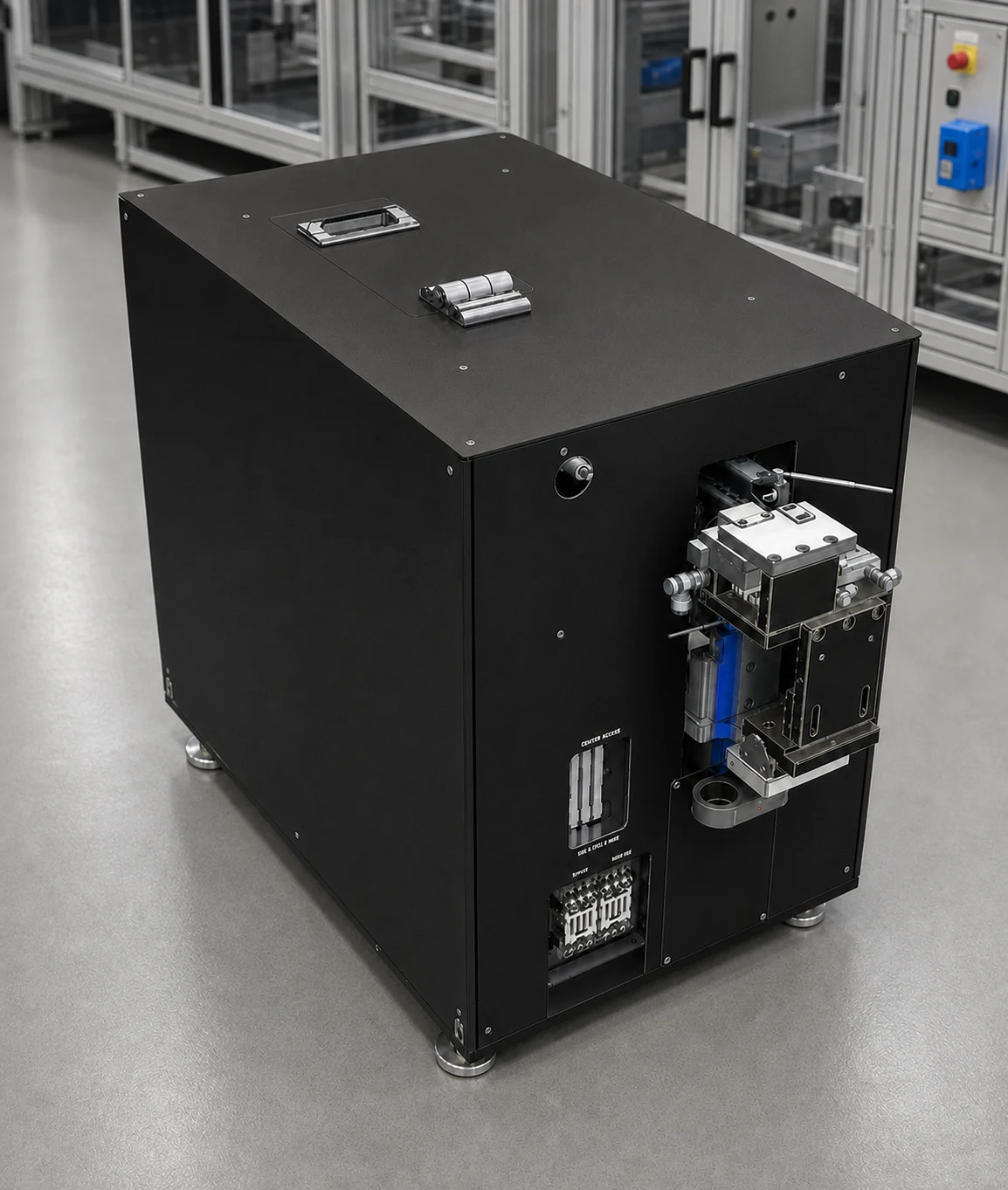 Blade-type hopper feeder exposed mechanism